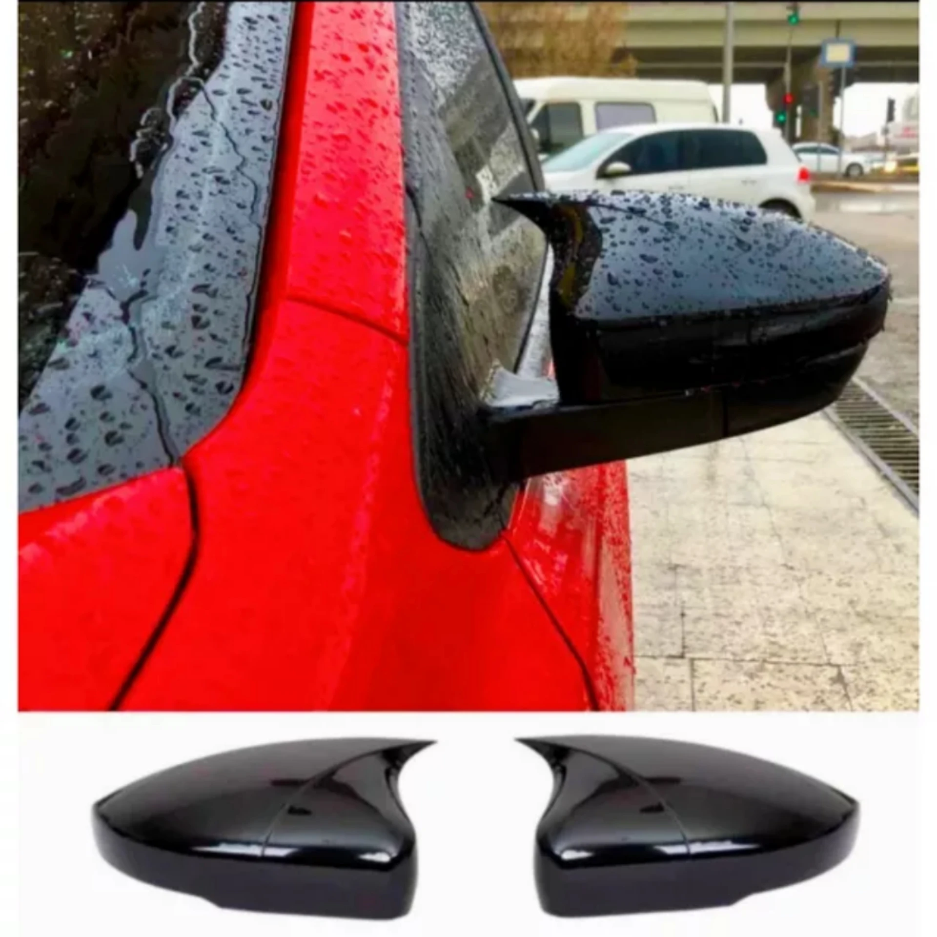 Bat Style Mirror Cover For Volkswagen Vw Polo MK5 6R 6C 2009 2017  Car Accessories 2 Pieces Cover Glossy Black Shields Exterior