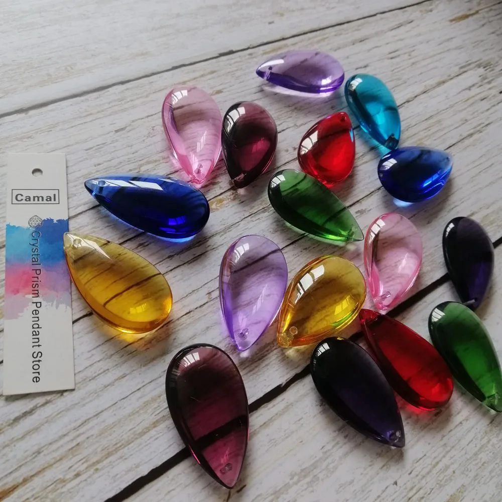 Camal 10pcs 36mm Crystal Smooth Teardrop Beads Prisms Pendants Lamp Chandelier Parts Hanging Ornament Wedding Home Decoration