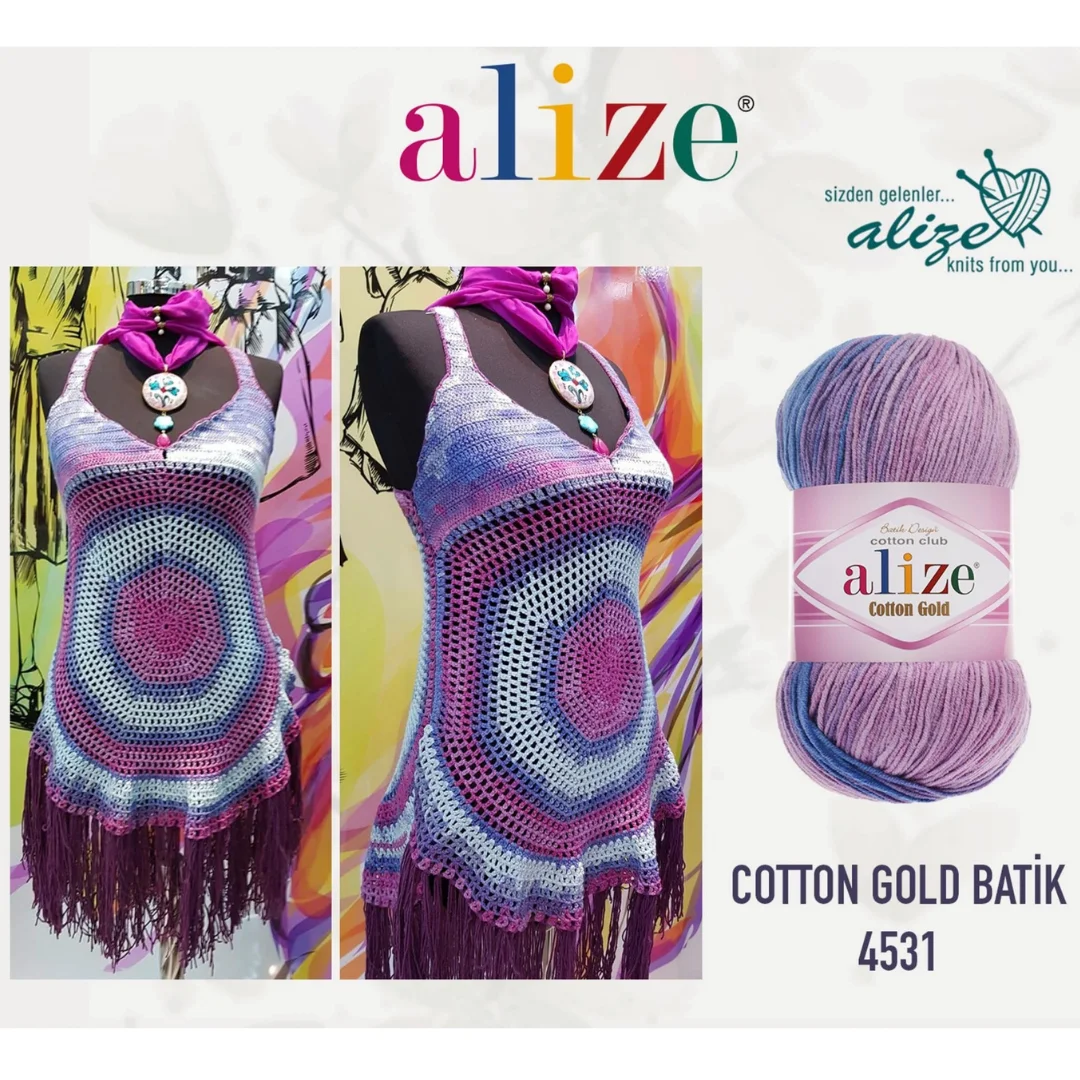 Alize Cotton Gold Batik 100 Gr Soft Yarn for Hand Knitting Crochet Thread DIY Baby Knitwear Scarf Blanket Shawl Sweater Cardigan