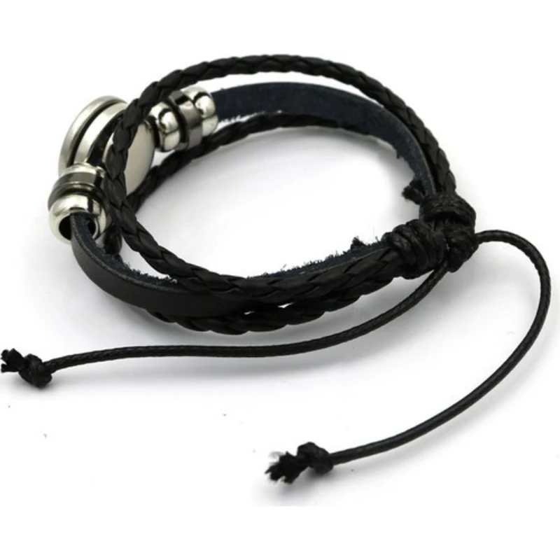 Men's Black Leather Bracelet Jewelry Accessories Products 2022 Summer Winter Fashion Trend Gift Items Free Shipping