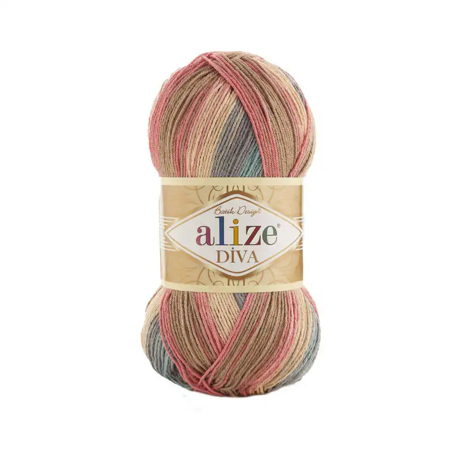 Alize Diva Batik Ball Hand Knitting Yarn, 100 grams 350 meters, Acrylic, Spring / Summer Season, Thread, Crochet, Clothes, Sport, Cardigan, Blouse, 