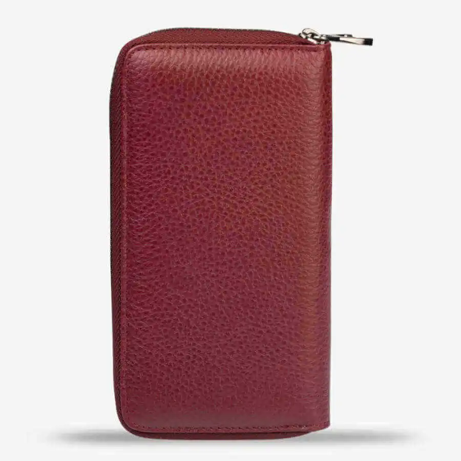 Customisable Unisex Big Size Zipper Leather Wallet Burgundy Purse Casual Good Quality Luxury Stlaylısh Detailed Durable Design