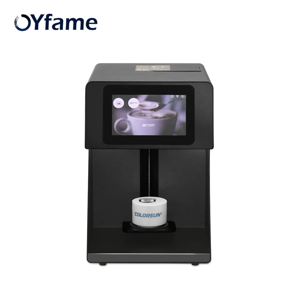 OYfame Automatic Coffee Printer brown color Coffee Printing Machine For Coffee Beer Juice cake Latte printer With Wifi