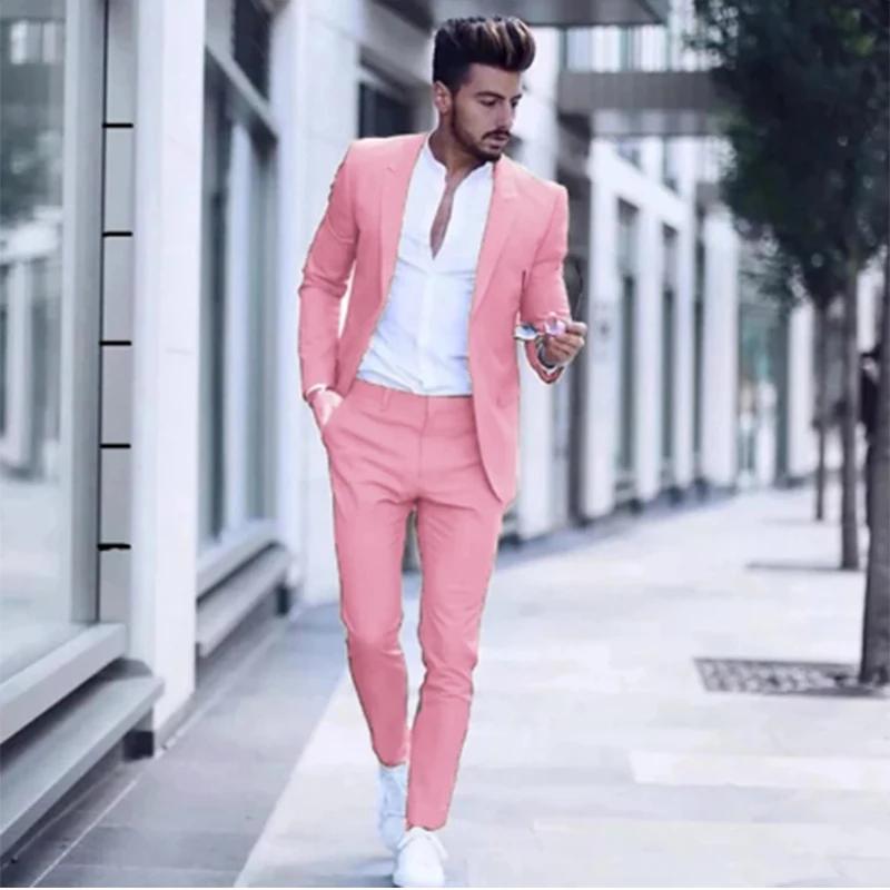 2023 nuova giacca pantalone Design Casual moda uomo d'affari abiti per abiti da sposa smoking Slim Fit abiti da uomo grigi (giacca + pantalone)