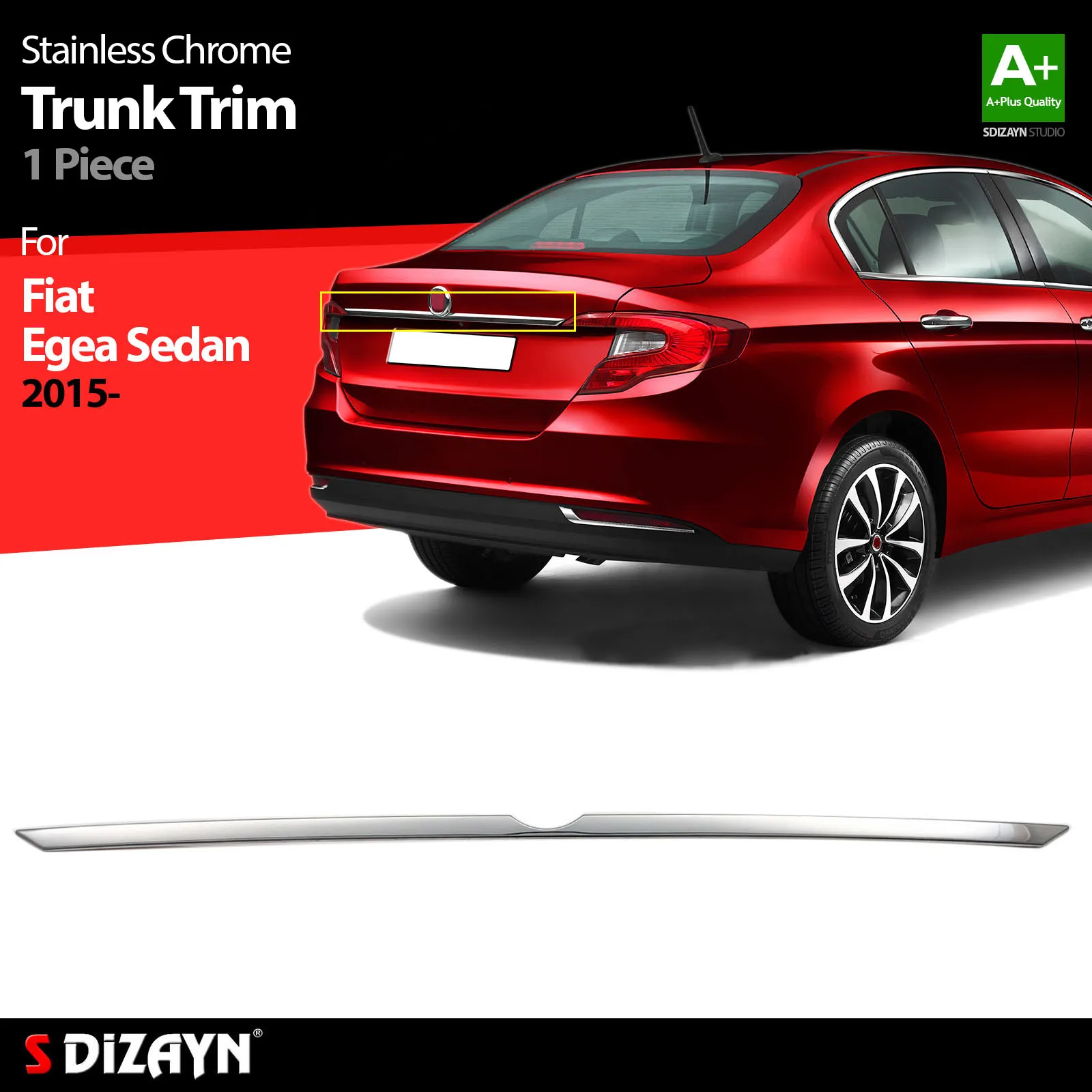 S Dizayn For Fiat Egea Tipo Chrome Trunk Trim Stainless Steel Exterior Car Accessories Parts Auto Products Stickers Styling