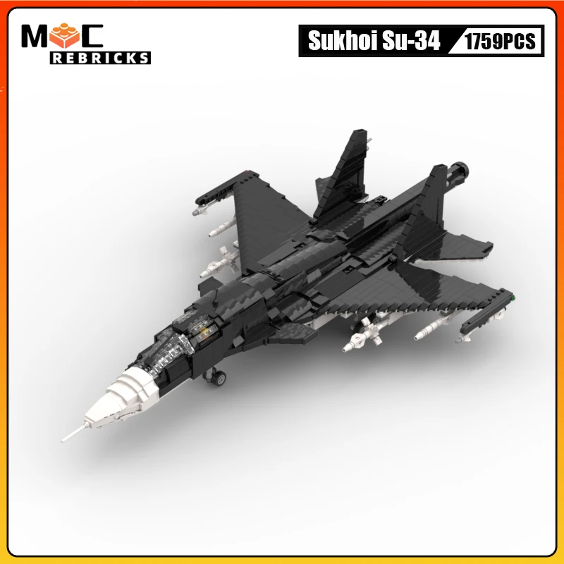 Modern Arms War Series Russia\'s New Heavy Strike Fighter Sukhoi Su-34 Fullback Building Blocks WW2 Military Model Bricks Toys