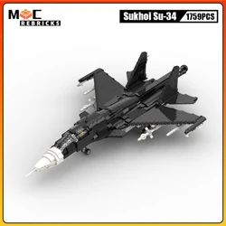 Modern Arms War Series Russia's New Heavy Strike Fighter Sukhoi Su-34 Fullback Building Blocks WW2 Military Model Bricks Toys