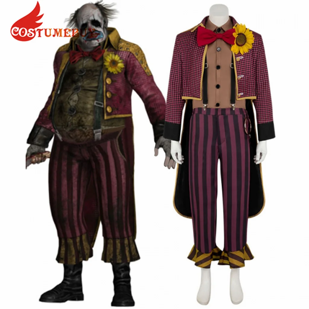 CostumeBuy-Disfraz de Cosplay de payaso para hombre, uniforme de Horror, traje de Halloween, chaqueta, camisa, pantalones