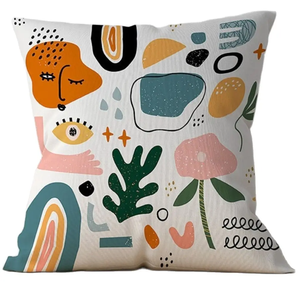 Cushions Cover 4 Pieces Pack  450mm*450mm Set Suede Fabric Wowen Square Decorative Printed 2021 Unisex Home Textile