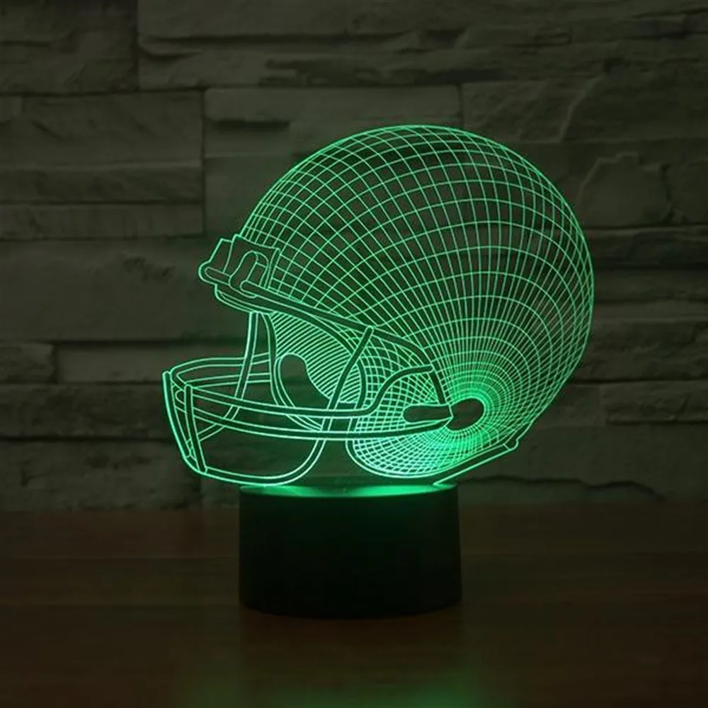 Helmet 3D Illusion Led Table Lamp 12 Volt Adapter Daylight Design Wood Base Special Gift Idea for Couples Birthday Night light Room Decor Anime Wedding Stranger Things Led Lights Wedding Decoration Nightlights Bedroom