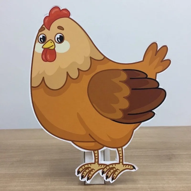 Chicken Foam-board Cutout Standee with Cardboard Stand, Kids Birthday Decoration, Animals and Farm Concept Party Supplies