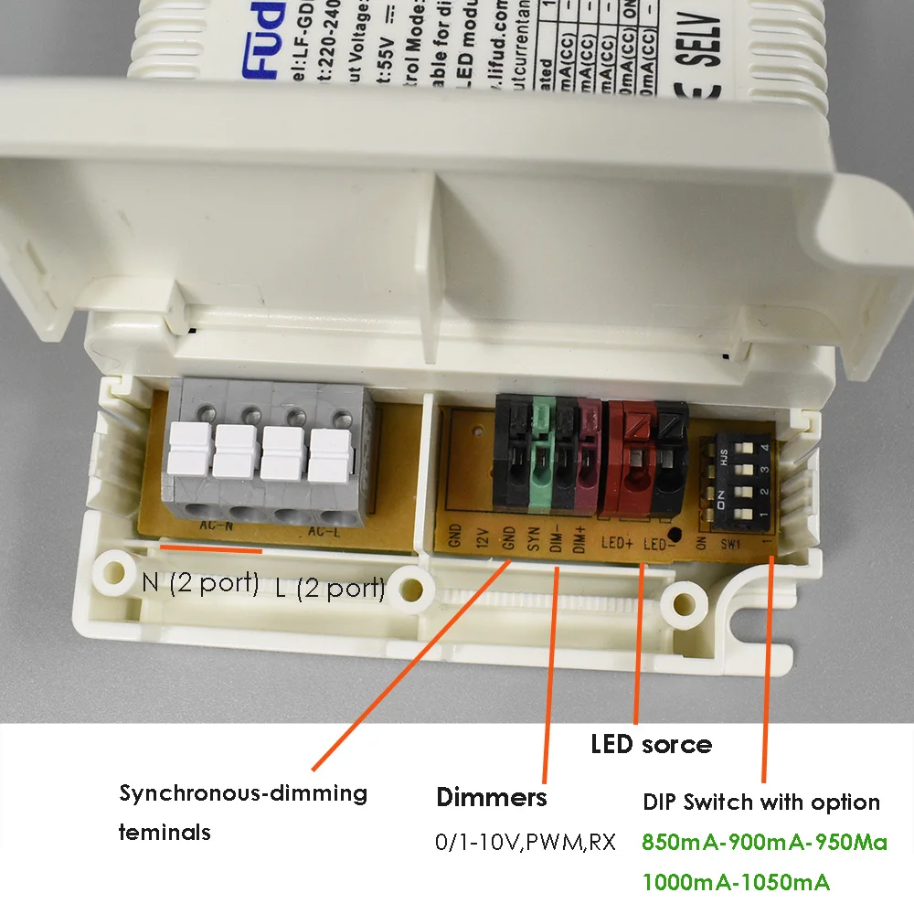 40W Driver LED 0 10V PWM Rx Dimming SYNC 900mA 1000mA CC Power Supply DIP for Indoor Office Commercial Residential Lighting