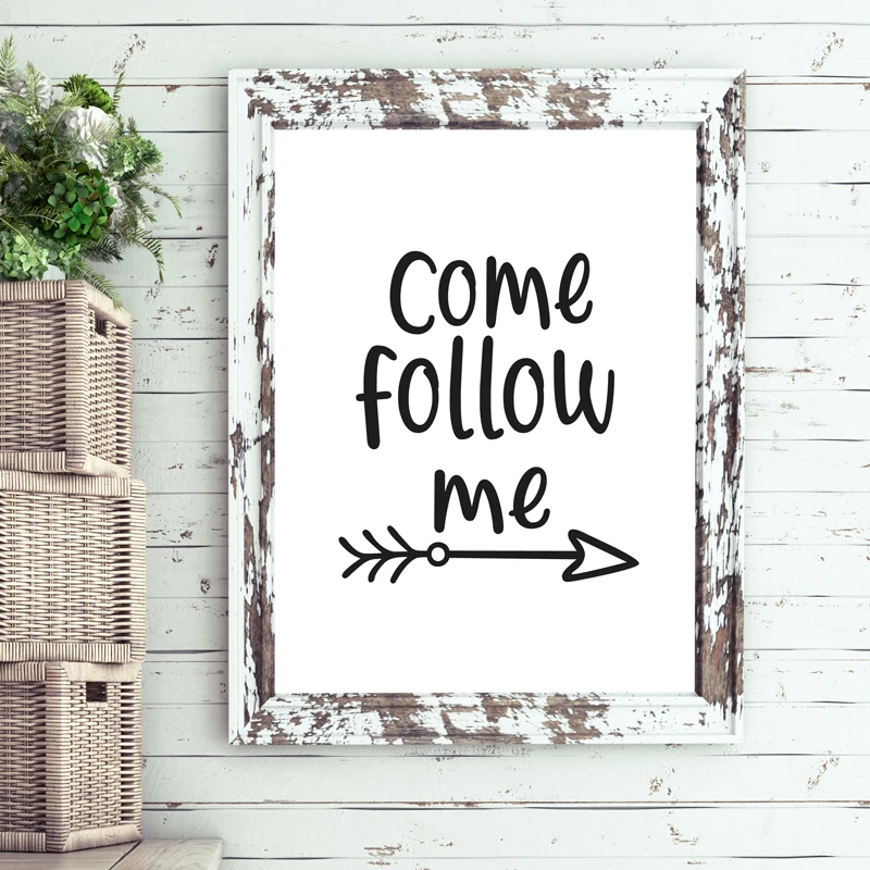 Lds Come Follow Me Quote Print Lds Gift Modern Minimalist Wall Art Canvas Painting Picture Typography Poster Living Room Decor