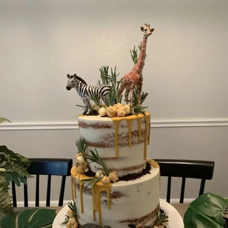 Giraffa leone elefante animali Cake Topper Cake Decor Baby Shower 1st Birthday Party Decor Kids Wild One Jungle Safari Party Zoo