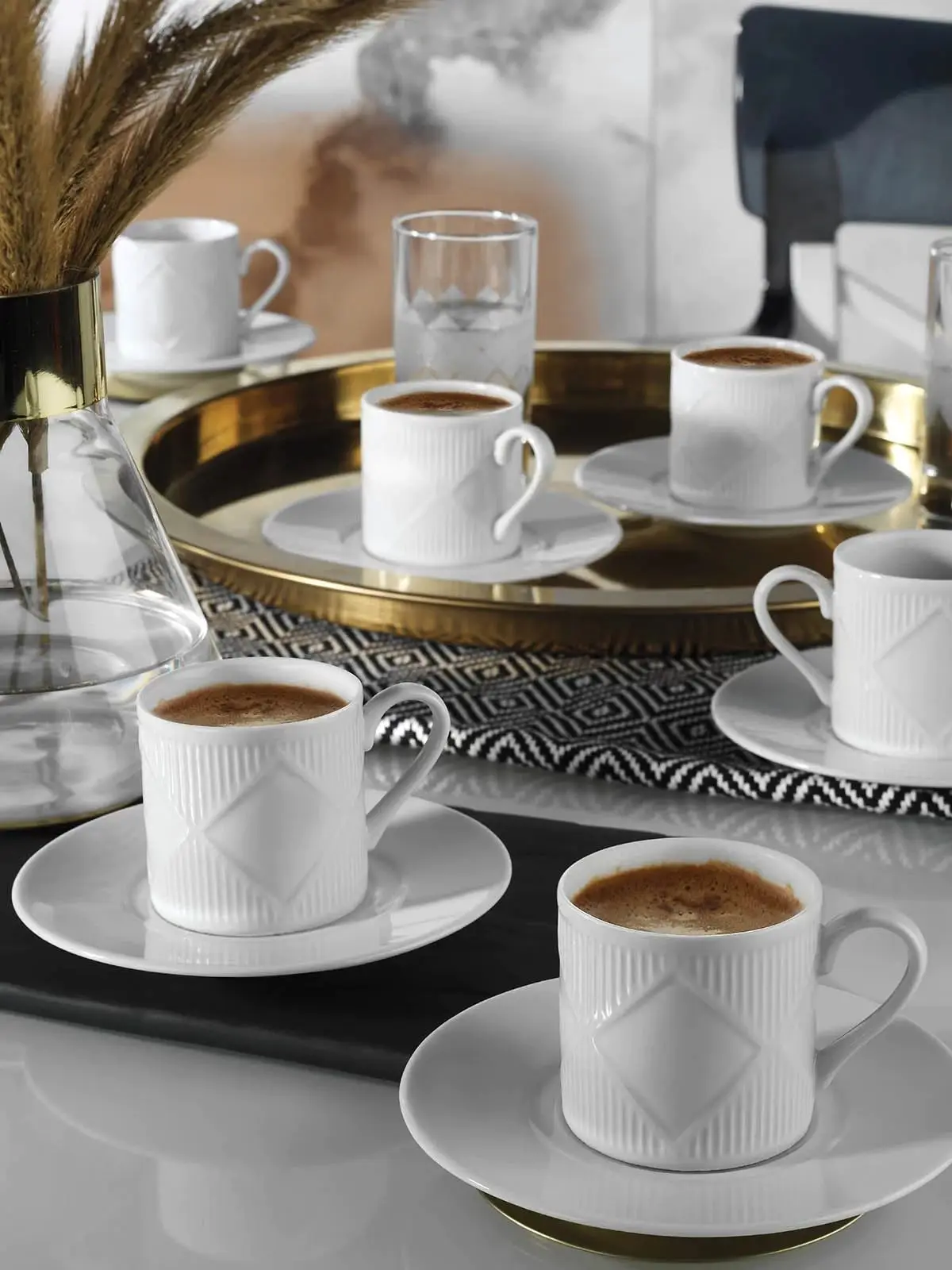 

Coffee Cup Pad İskandinav Model Luxury Ceramic Porcelain Cup Pad Turkish coffee Espresso Cup Set Made In Turkey