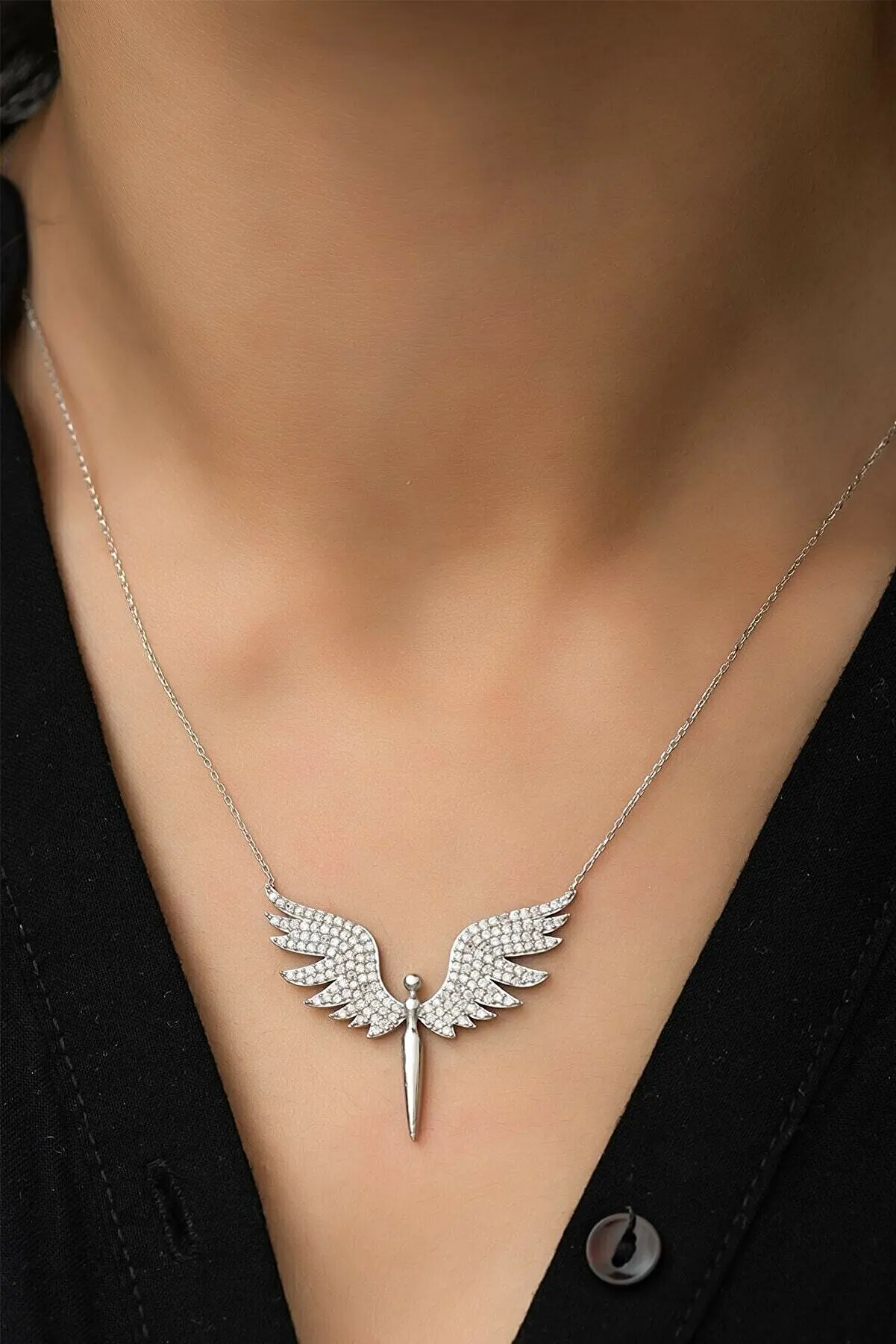 925 sterling Silver Women 'S Angel Pattern Rose Plated Italian Necklace Elegant Design Welcome Quality Wink Attractive 2021 Trend Fashion Style new Jewelry 9