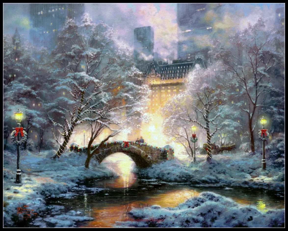 

Holiday at Central Park - Counted Cross Stitch Kits - Color DIY Handmade Needlework for Embroidery 14 ct Cross Stitch Sets