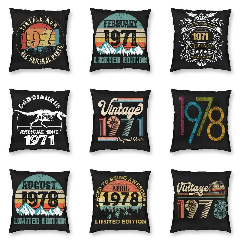 Vintage Mom 1971 All Original Parts Gift For Mothers Day Cushion Cover 45x45 Home Decor 50th Birthday Throw Pillow Case for Sofa