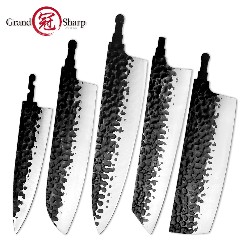 Grandsharp DIY Blank Blade High Carbon Stainless Steel Billet Chef Kiritsuke Nakiri Santoku Utility Blades Ultra Sharp Tools