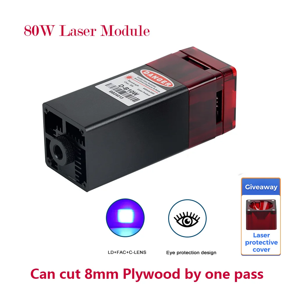 80W Laser Module Head 450nm with Protective Light TTL Module Laser Power 10W for Laser Engraver Wood Cutting Smarter Wood Tools