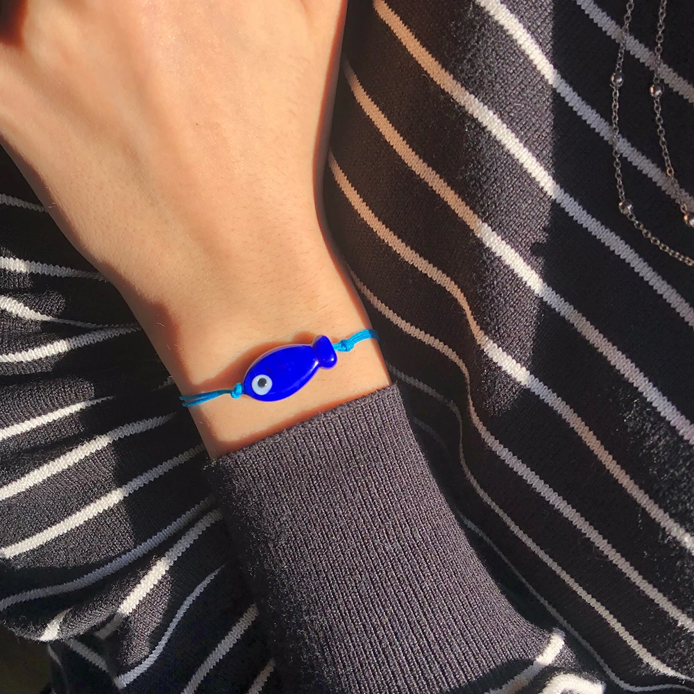 

Blue Glass Fish Bracelet