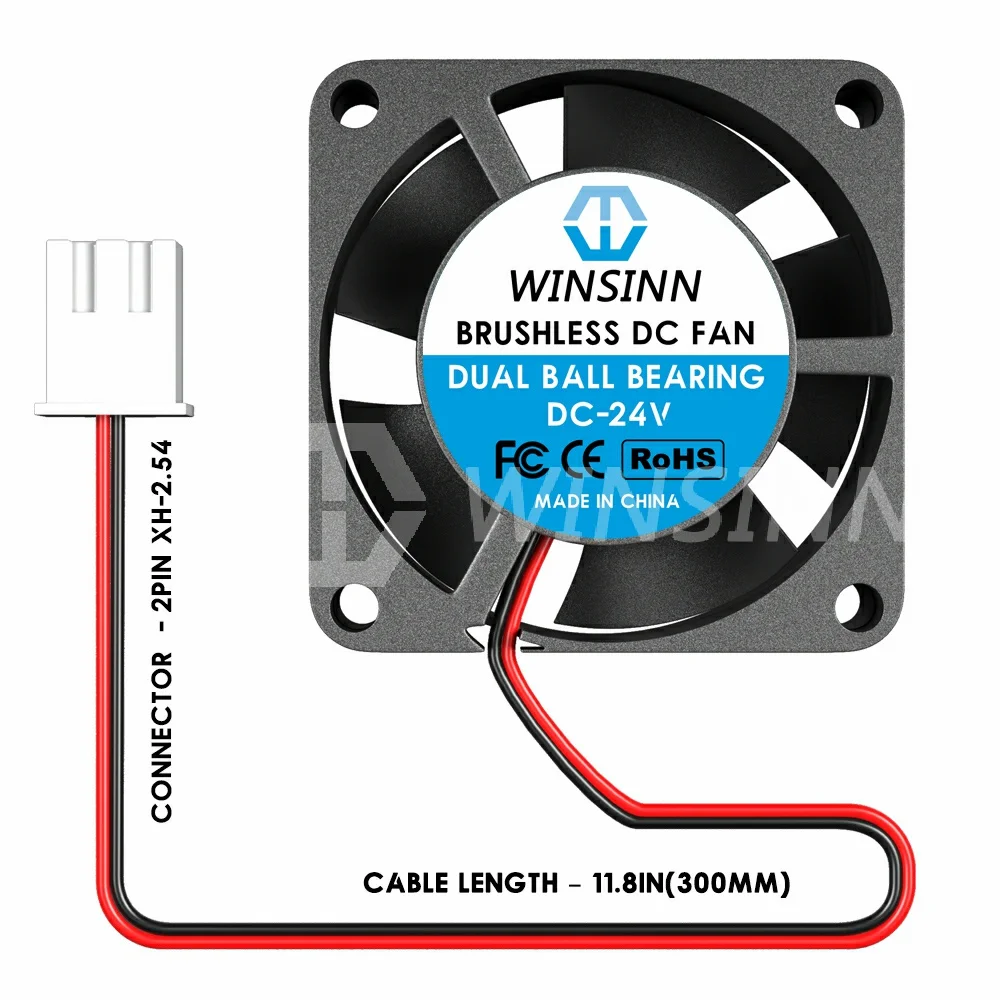 WINSINN 2510 25mm Fan DC 5V 12V 24V  Hydraulic / Dual Ball Bearing Brushless Cooling 25x10mm 2PIN [5-Pack]