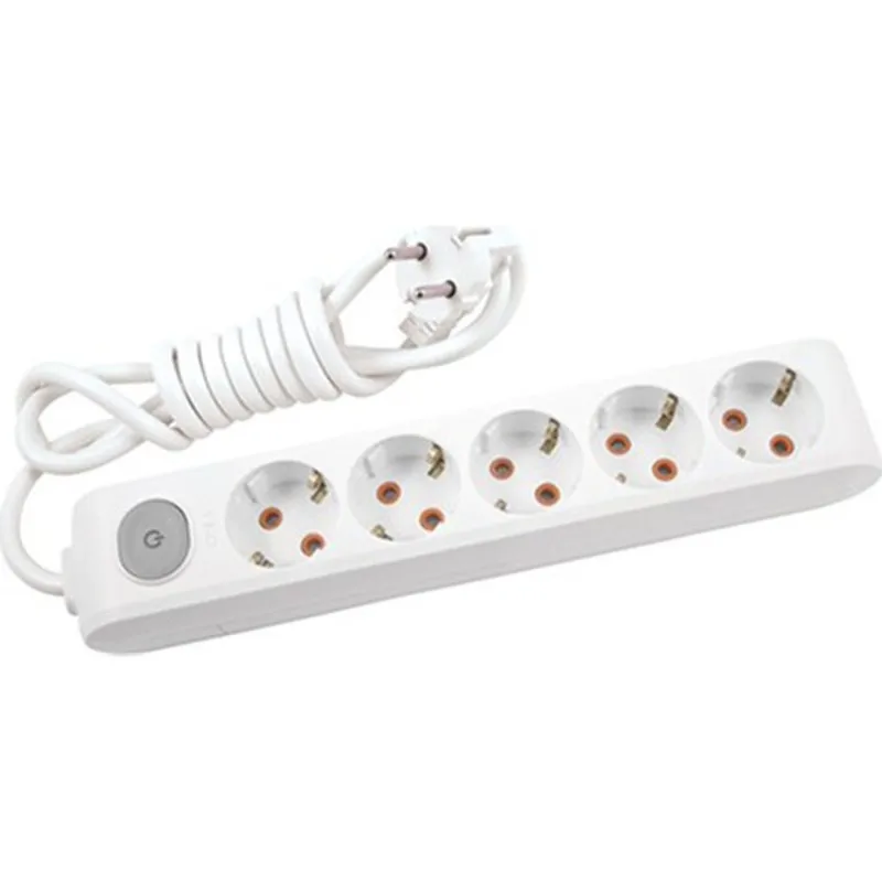 Viko Multi-Let Five-Way Socket Switch Earthed Wired Child Protection 5 Meters-White Travel Power Strip portable Extension Socket