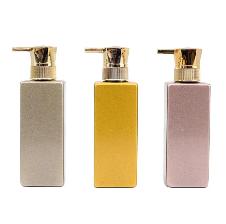 

300ml gold plastic PET bottle gold pump body lotion emulsion hyaluronic shampoo hand cleansing gel skin care cosmetic packing