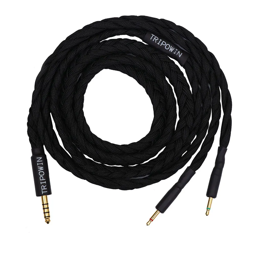 Vorbestellung Tripowin GranVia 26AWG 36 Stränge x 4-adriges handgefertigtes Kopfhörer-Ersatzkabel für HD650 HD580 HD800 ANANDA Schwarz – Detail 9
