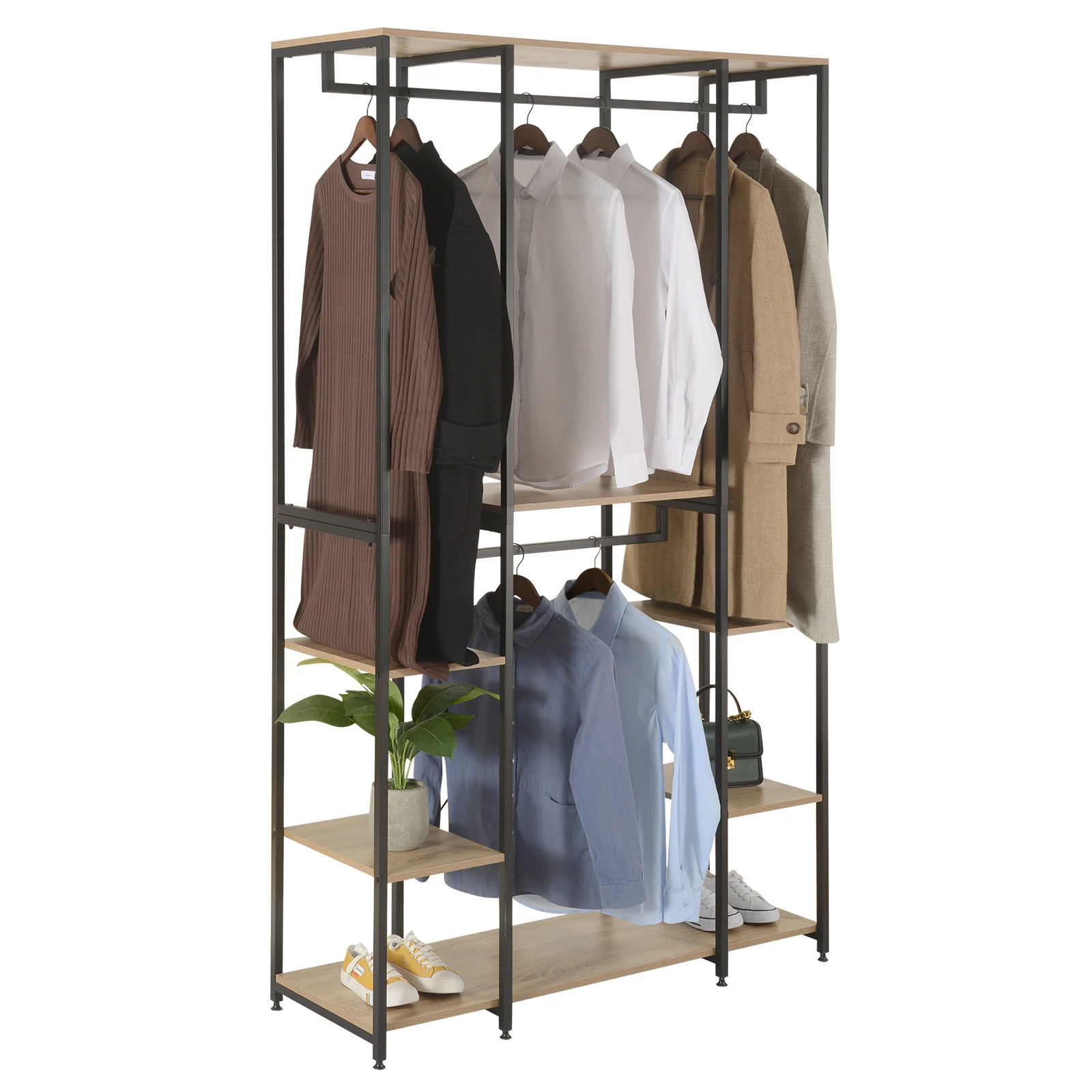 Clothes Storage Rack Wardrobe with Shoe Rack Bedroom Clothes Hanger Drying Furniture Clothes Hanger Stand for Living Room