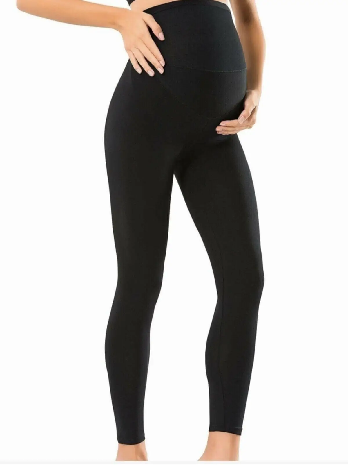 Leggings de cintura alta para mujeres embarazadas, ropa de maternidad ajustada, soporte para el vientre, pantalones moldeadores de Cuerpo de punto