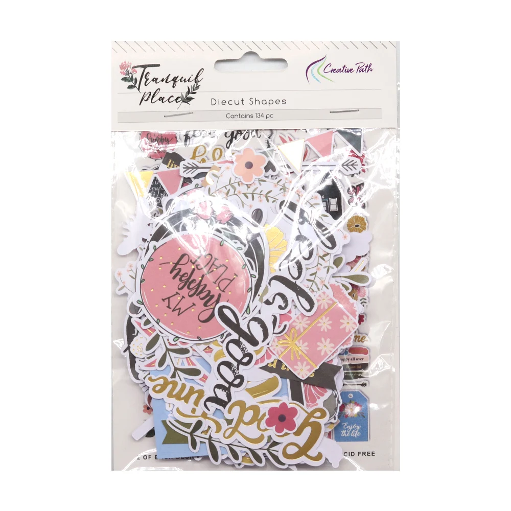 Creative Path 134 pièces de découpe à l'emporte-pièce en feuille d'or pour scrapbooking, motifs de fleurs roses et d'arbres, ornements et embellissements en papier pour la création de journaux DIY