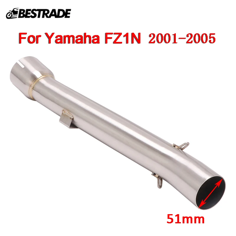 For Yamaha FZ1N 2001 2002 2003 2004 2005 Motorcycle Exhaust Mid Connect Link Pipe Slip On 51mm Mufflers Stainless Steel Escape