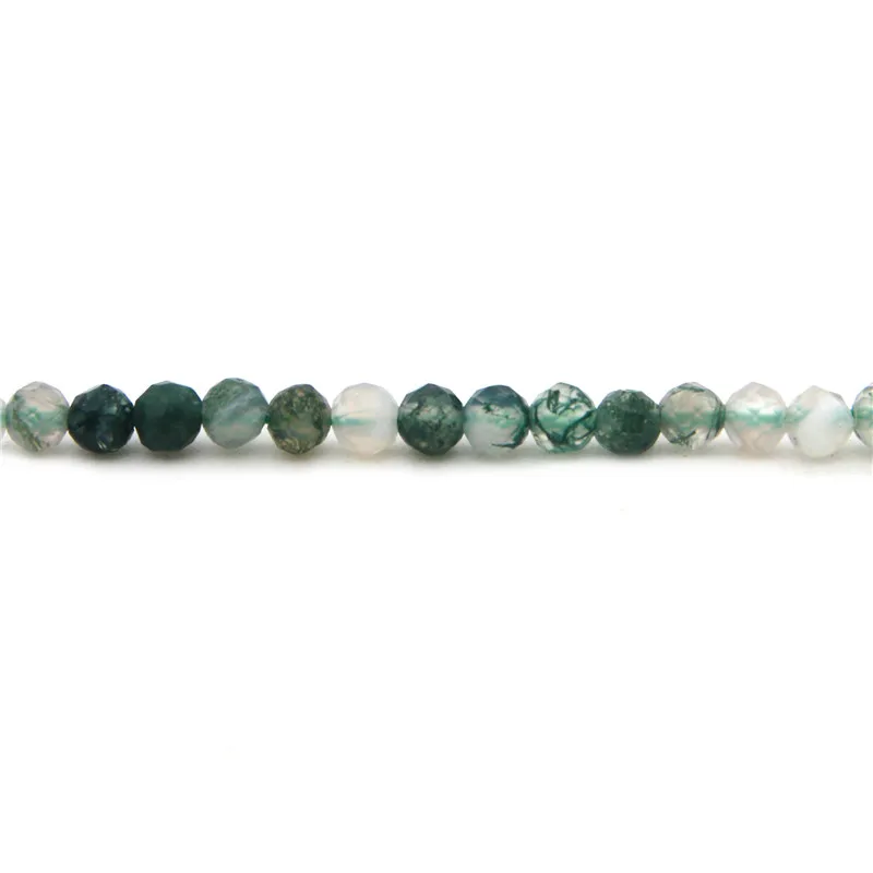 Moss Agate Small Beads Strand Faceted Round 2/3 mm Real Natural Stone For Jewelry Making  Bracelet Necklace Earring DIY Material