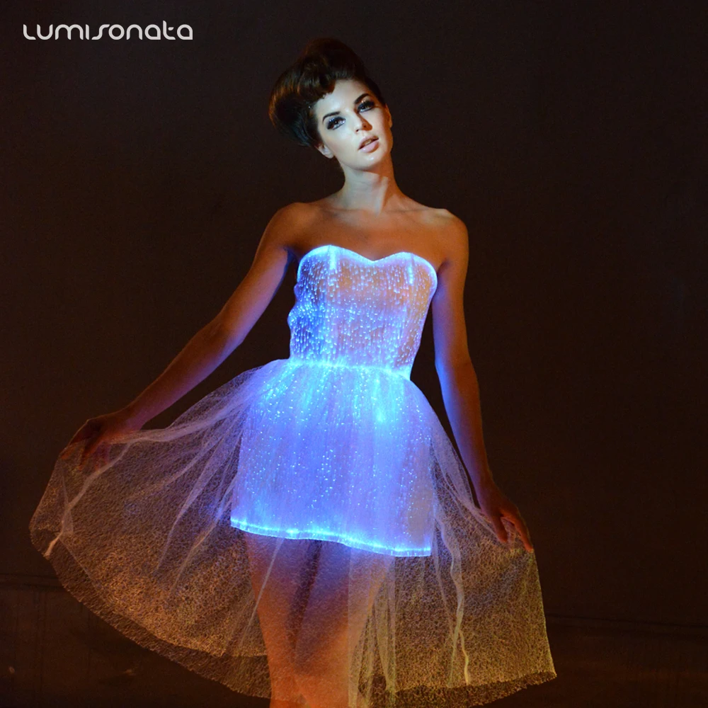 Lumisonata Light up Luminous Prom Special Occasion Ballroom Off-Shoulder Dance Costume Girls LED Carnival Dress Wedding Party