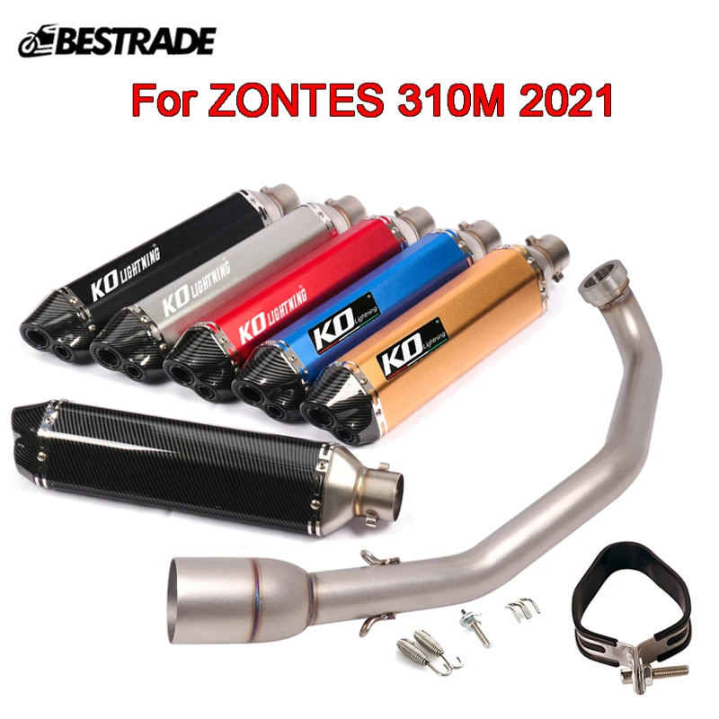 

For ZONTES 310M 2021 Motorcycle Exhaust System Front Middle Connect Link Pipe Slip On 51mm Mufflers Stainless Steel Escape