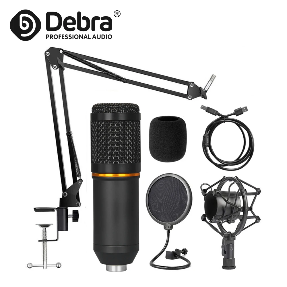 

Debra BM-800 DJ Console Condenser Mikrofon Mic With USB Interface For Smart Phone and PC Braodcasting Singing Recording