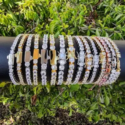 Hip Hop Luxury Jewelry3/4/5/6Mm Iced Out 5A Cz Cubic Zirconia Tennis Bracelet Bling  Argenteous Color On Hand Bracelets Gift
