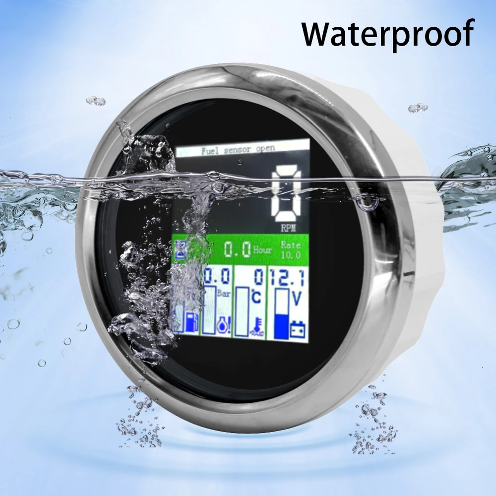 

ELING водонепроницаемый 85 мм многофункциональный цифровой датчик спидометр тахометр уровень топлива температура воды давление масла 10 бар с сигнализацией