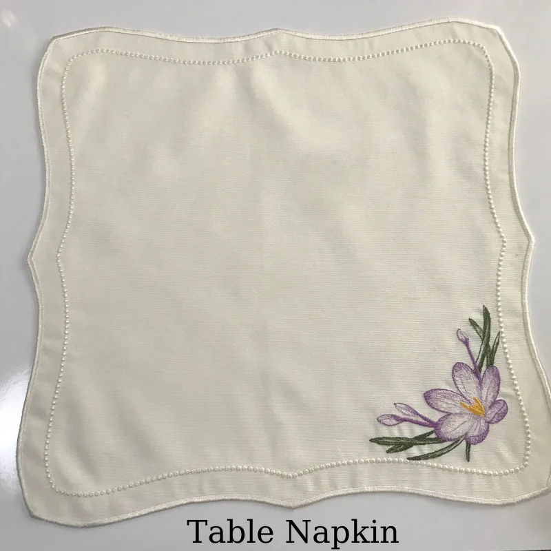 Home Decoration Serving Napkin 6 or 12Pcs Napkins Linen Fabric for Table Dinner Napkins Presentation Flower Design