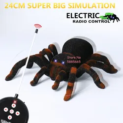 Upgraded 24CM Big Size Electric Remote Control Spider Funny Toys 4CH Eyes Glow Walking Turn Simulation RC Tarantula Spider Toy