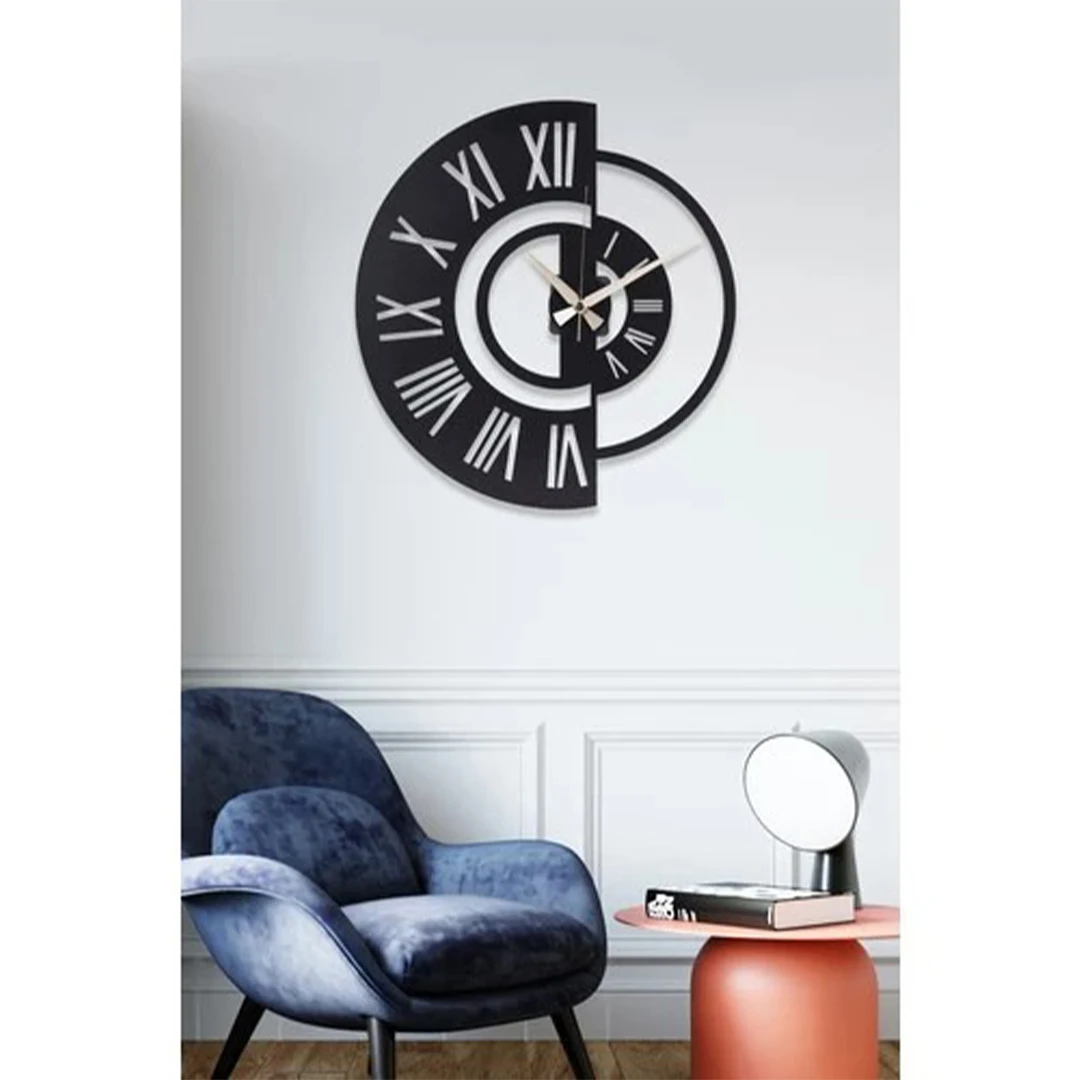 

Ruota Metal Black Wall Clock Decorative Metal Round Wall Clock Quality and Useful Wall Accessories 41x41cm