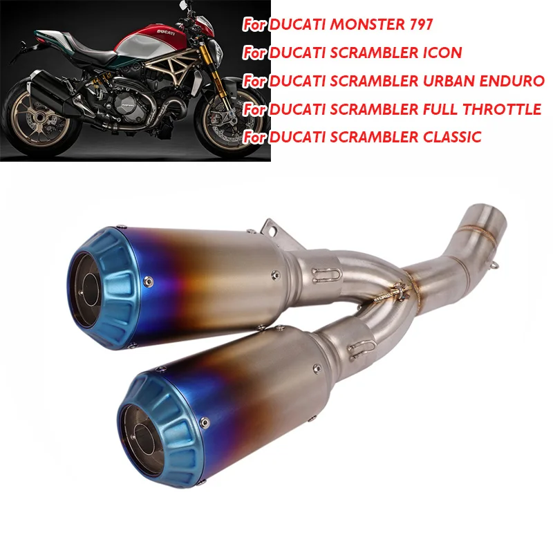 

Motorcycle Exhaust System Muffler Escape Silencer Link Tube Connector Section for Ducati Scrambler 800 821