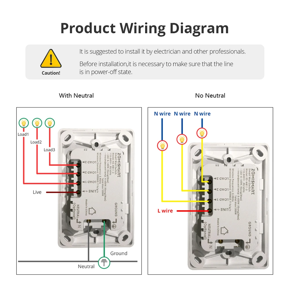 Zemismart Tuya WiFi Physical Switches Wall Push Light Switch Neutral Optional Interruptor Alexa Google Home APP Voice Control