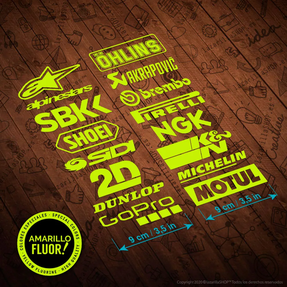 KIT16A stickers SPONSORS MOTO SPONSORS STIKER vinyl Circuit marks RACING stickers MOTO CARENADO 16uds©LazarillaSHOP™