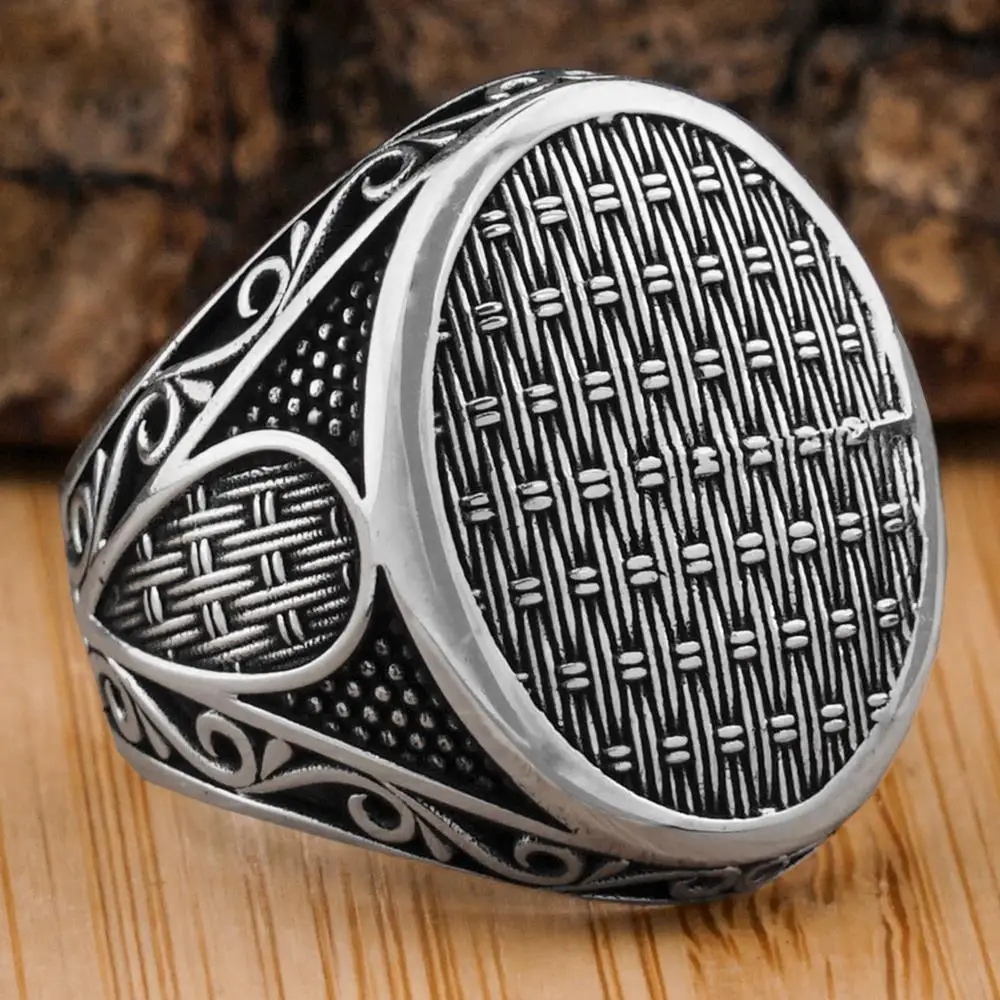 elegant-design-925-sterling-silver-oval-plain-wicker-men's-ring-business-jewelery-accessory-gift-for-him