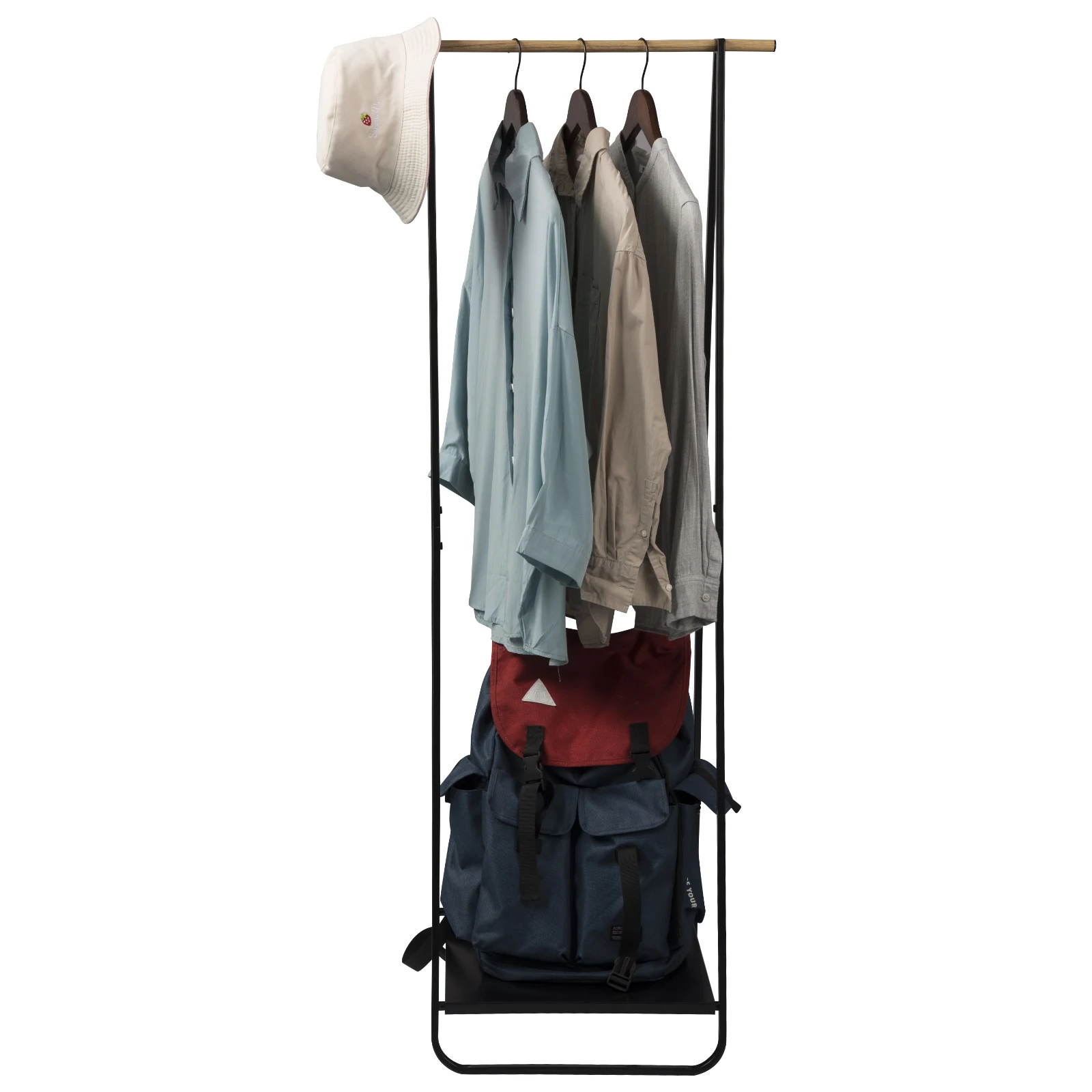 Floor Storage Wardrobe Coat Rack with Storage Shelf Clothes Hanger Clothing Drying Racks for Living Room Home