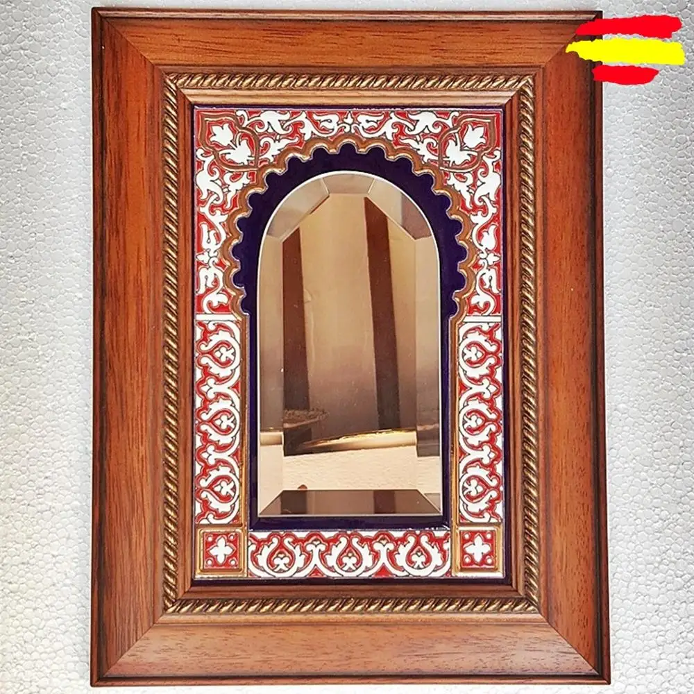 Mirror Ceramic Framed wooden 40x30cm/15.7x11.8in - Ceramics glazed up handmade - Made in Spain - MIJASCERAMIC - ARTECER -