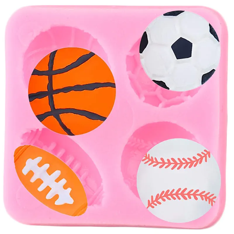 Sport Balls Gamepad Football Basketball Volleyball Silicone Molds Fondant Chocolate Candy Clay Mold DIY Cake Decorating Tools