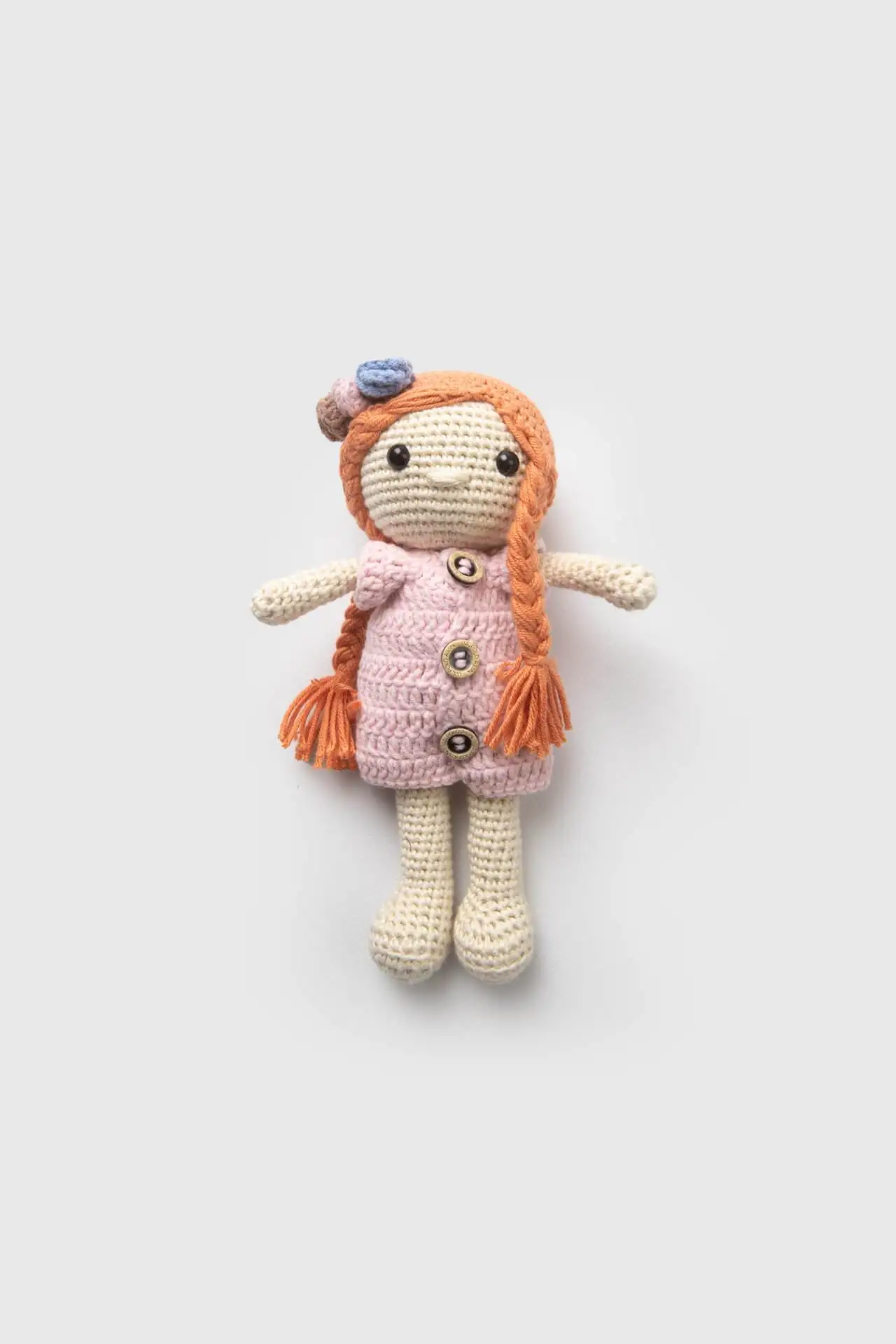 100% Cotton Amigurumi Pink Doll For Girls Is Completely Handmade And Knitted With Organic Ropes